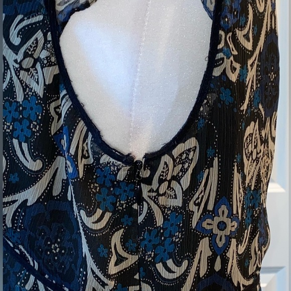 Ann Taylor Loft Midi Dress Womens Floral Flutter Sleeves Size 14 - Picture 5 of 12